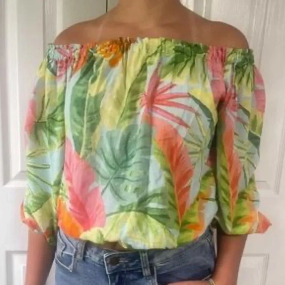 Rachel Rachel Roy Mandarin Collar Tropical Blouse Top Women’s XS